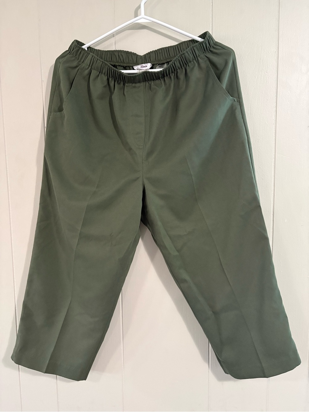 Olive Green Elastic-Waist Chinos